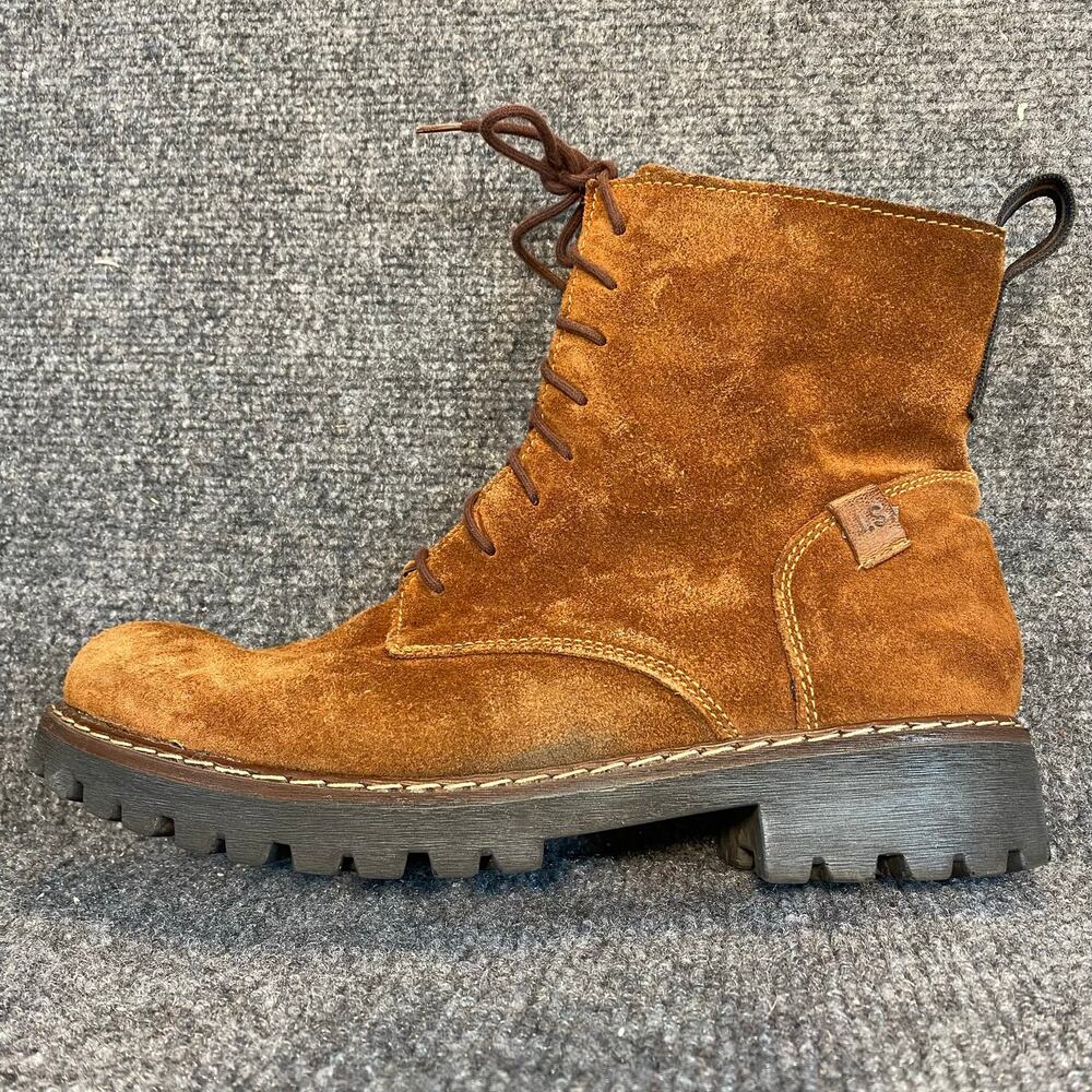 Josef Seibel Rich Cognac Brown Suede Combat Style Boots Mens 41 EU 8.5 US
